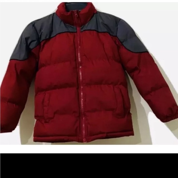 Boys Red and Gray Puffer Jacket